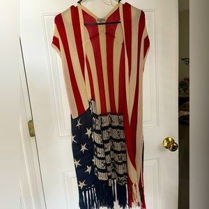 ✨ Sold ✨ Charlotte Russe American Flag Knitted Duster Cardigan